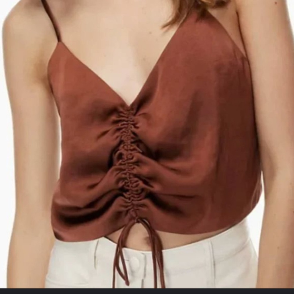 Wilfred Aritzia Brown Ruched Women's Top